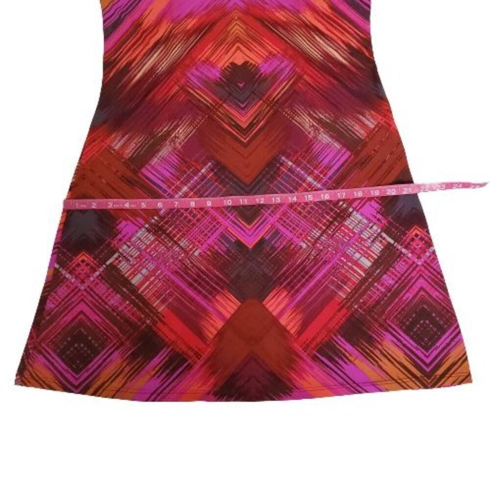 MSK Women's Pink Red Orange Print Sheer Bell Sleeve Cocktail Dress Size Medium - Picture 9 of 11